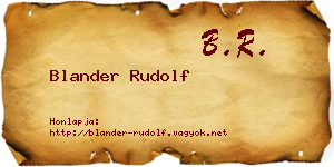 Blander Rudolf névjegykártya